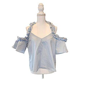 Off the shoulder - Light Blue 100% Cotton shirt by TOPSHOP - Size 8 in US